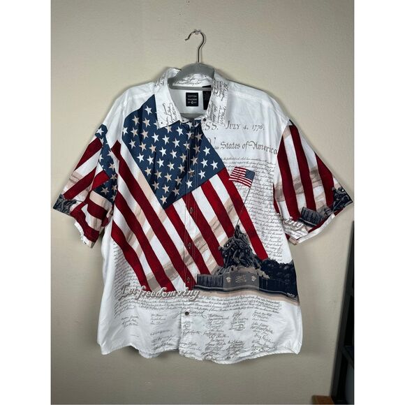 Cotton Traders Sport Button Down America USA Patriot Freedom Sz XXL - Picture 1 of 7